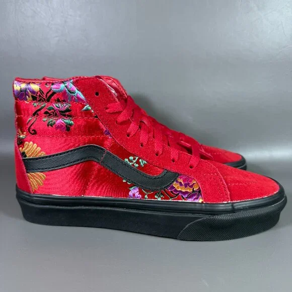Vans **Limited Edition** Chinese New Year Red High-Top Floral Embroidery - Picture 5 of 14